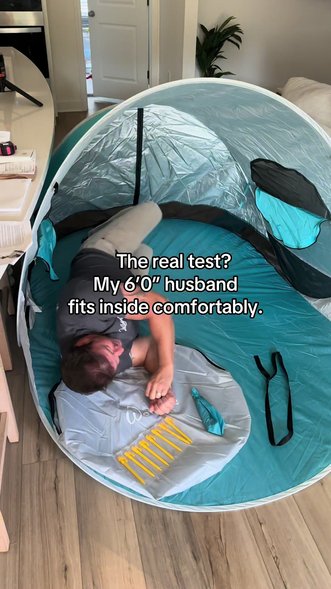 TikTok post by @itskatiebentley for Lifewit. Caption reads: [...] perfect for beach days with the baby.....