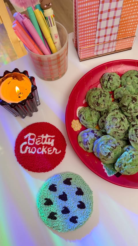 Instagram post by @allyblaireco for Betty Crocker. Caption reads: DAY 12: Mint Chocolate Chip Cookies 💚🍪 the....