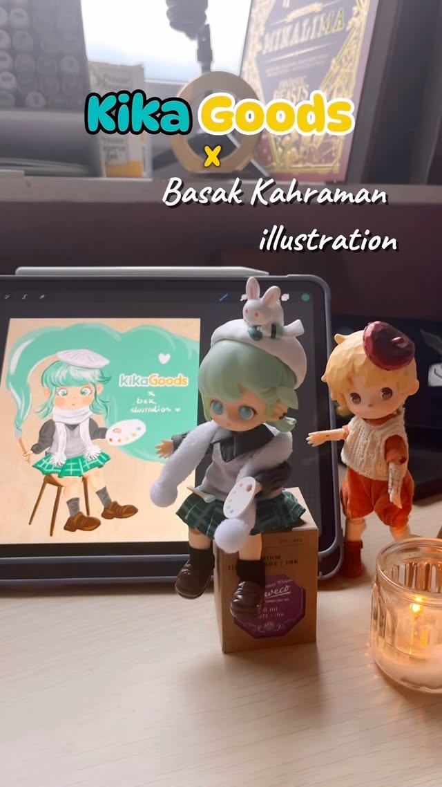 Instagram post by @aboutbasakkahraman for kikagoods. Caption reads: Cutiest Painter from @kikagoods_official (Teennar....