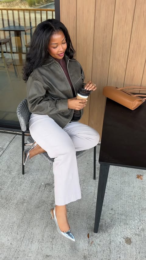 Instagram post by @hellodrea16 for Quince. Caption reads: [...] corduroy cropped wide leg pants from....