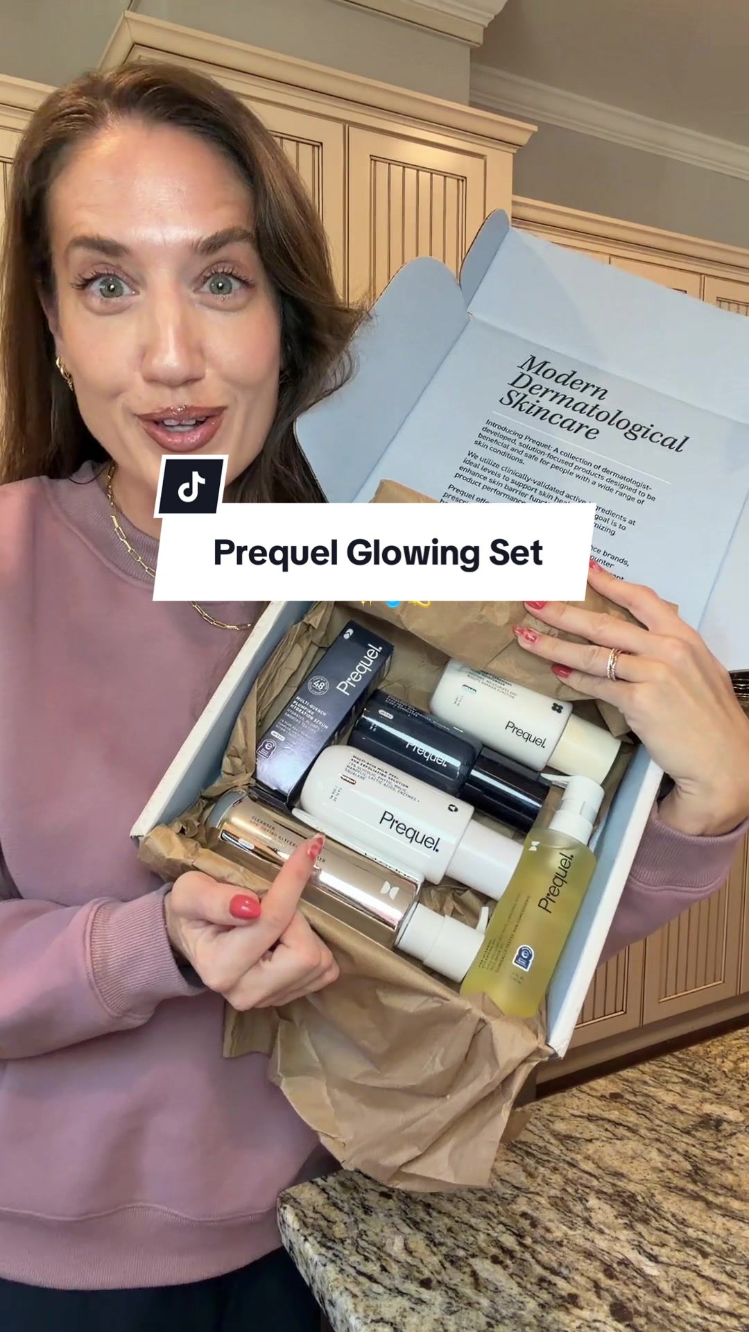 TikTok post by @augusta.mom for Prequel Skin. Caption reads: Viral for a reason—this @Prequelskin glowing set....