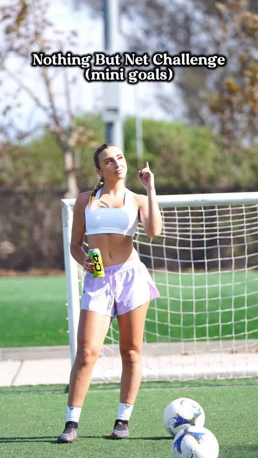 Instagram post by @jessicamacrina for C4 Energy. Caption reads: Nothing But Net Challenge w mini goals 🥅....