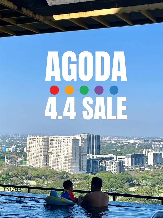 Instagram post by @maria.elena.belena for agoda. Caption reads: Don’t miss the Agoda 4.4 Sale 🎉 — score amazing....