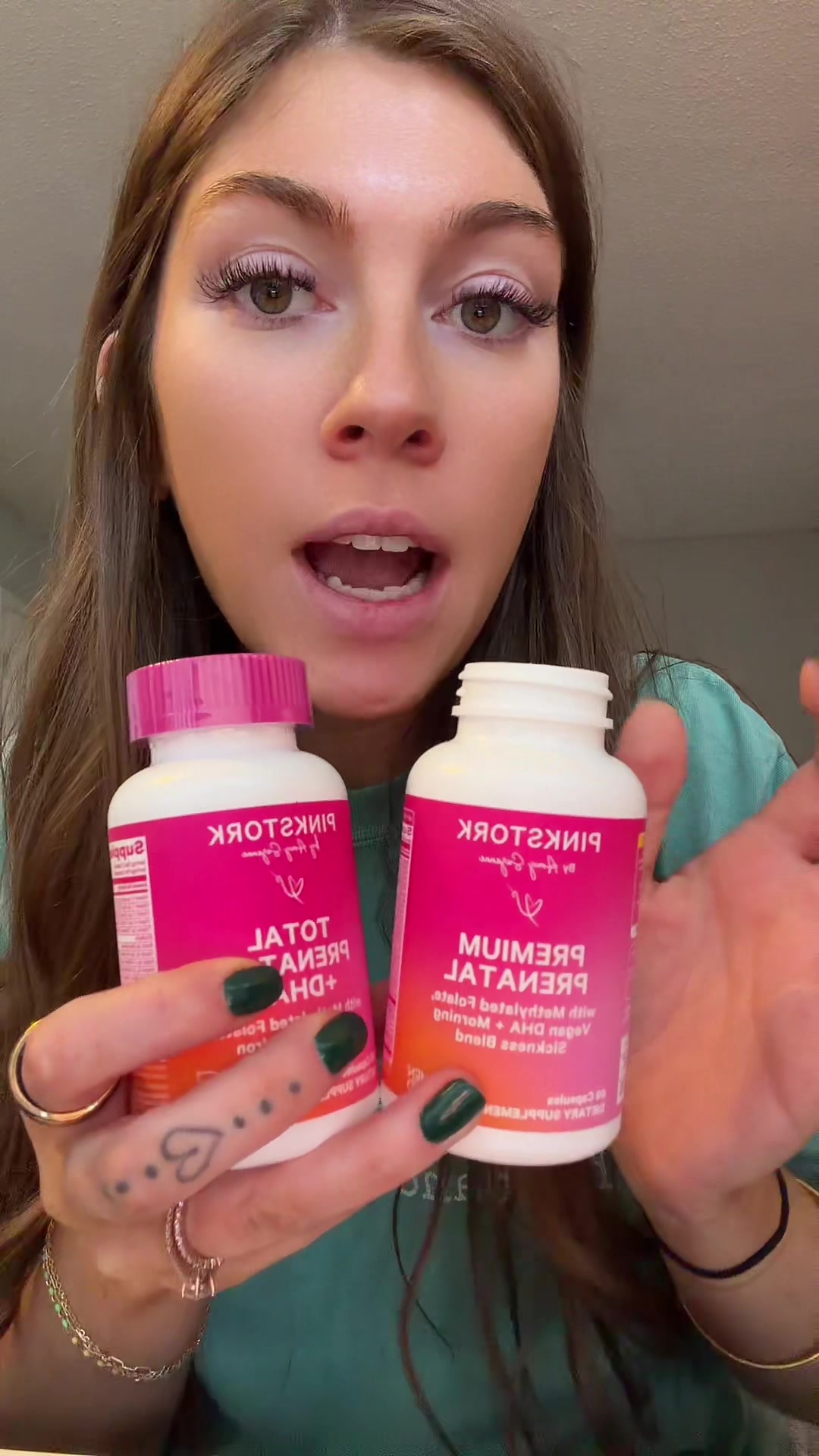 TikTok post by @lifewithspicyykatt for Pink Stork. Caption reads: @Pink Stork Shop #prenatal.