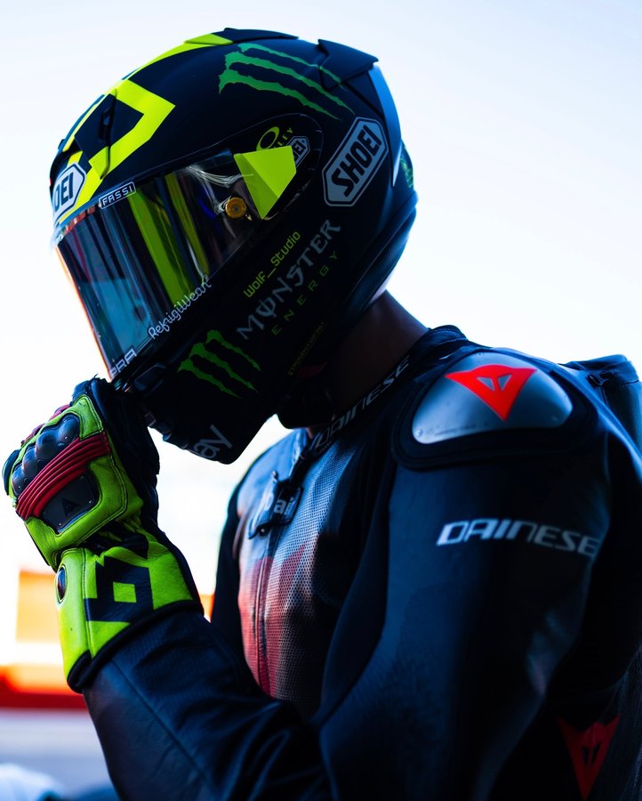 Instagram post by @vr46racingteam for Dainese. Caption reads: Details that make the difference....