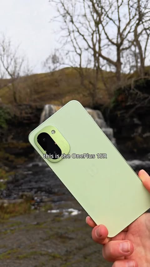 Instagram post by @jourdaninthemountains for OnePlus. Caption reads: can your phone do this?💧🍃

the new OnePlus 15R…....