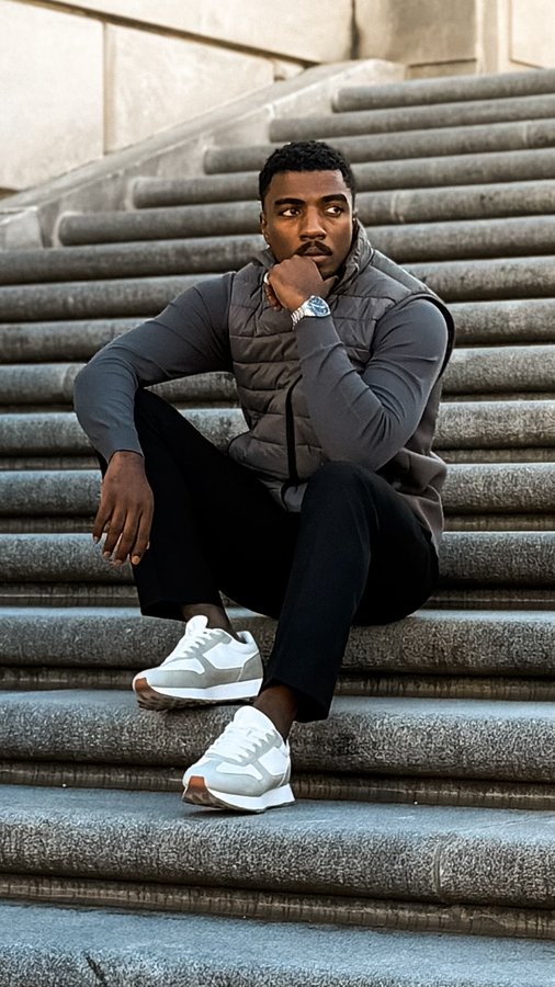 Instagram post by @mrderrickbrownie for Perry Ellis. Caption reads: An outfit that gets you through the day but....