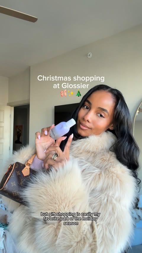 Instagram post by @allanahjoi for Glossier. Caption reads: spending the day Christmas shopping at @glossier....
