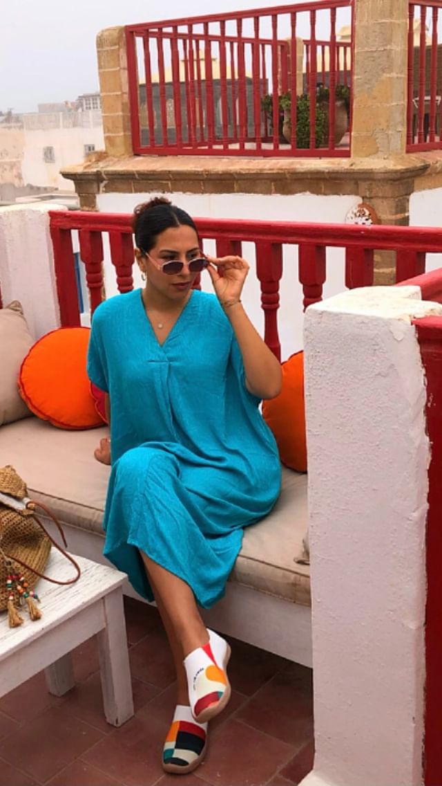 Instagram post by @halima_mlouki for UIN Footwear. Caption reads: 🩰 @uinfootwear 💚style & confort ❤️💙.