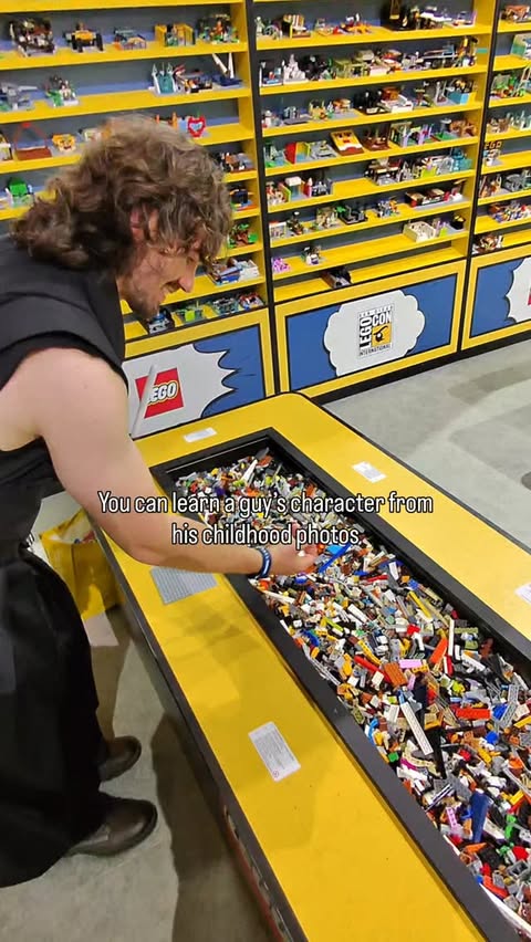 Instagram post by @nerdybrent for LEGO. Caption reads: Younger Brent was already standing on @lego....