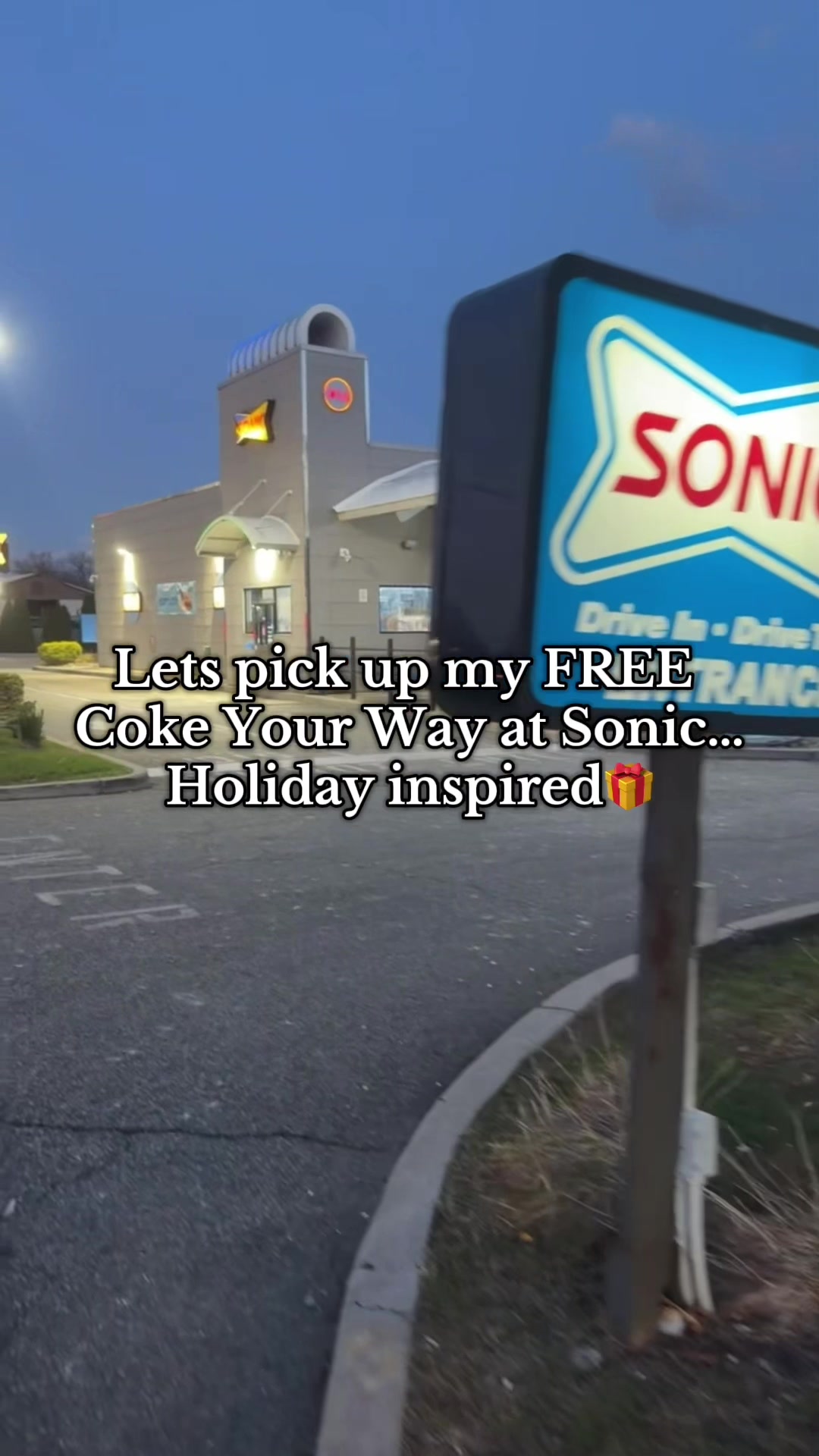 TikTok post by @taniayums for Sonic Drive-In. Caption reads: [...] the holiday Coke at Sonic🥰🥤🍒🎁!  @SONIC....