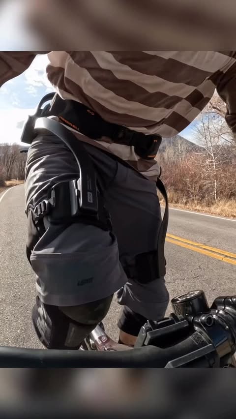 Instagram post by @portermtb for Hypershell. Caption reads: Got to try out a real exoskeleton, it’s pretty....