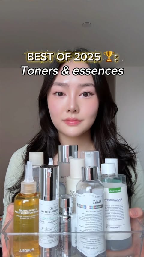 Instagram post by @jasmineflowerable for TIRTIR. Caption reads: [...] 2025 🏆: Toners and essences

Products....