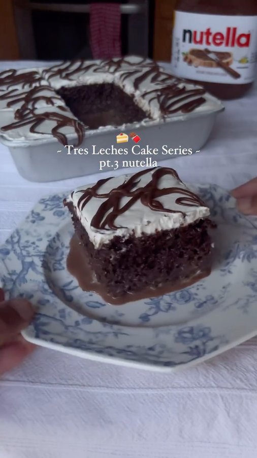 Instagram post by @lovevivvv for Nutella. Caption reads: pt.3 of my tres leches cake series: @nutella....