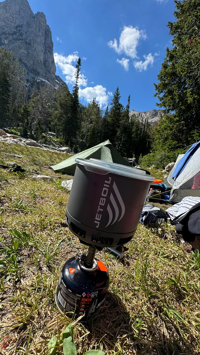 Instagram post by @harrishikers for Jetboil. Caption reads: [...] to keep on hand while hiking, is my @jetboil....