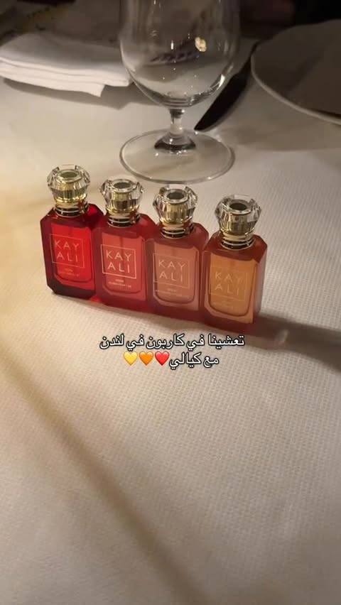 Instagram post by @mushumajed for KAYALI FRAGRANCES. Caption reads: Dinner date with @kayali #kayali #carbone #london....