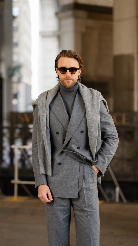 Instagram post by @benbrewster for Proper Cloth. Caption reads: [...] Grey Wool Flannel Downing Suit from....