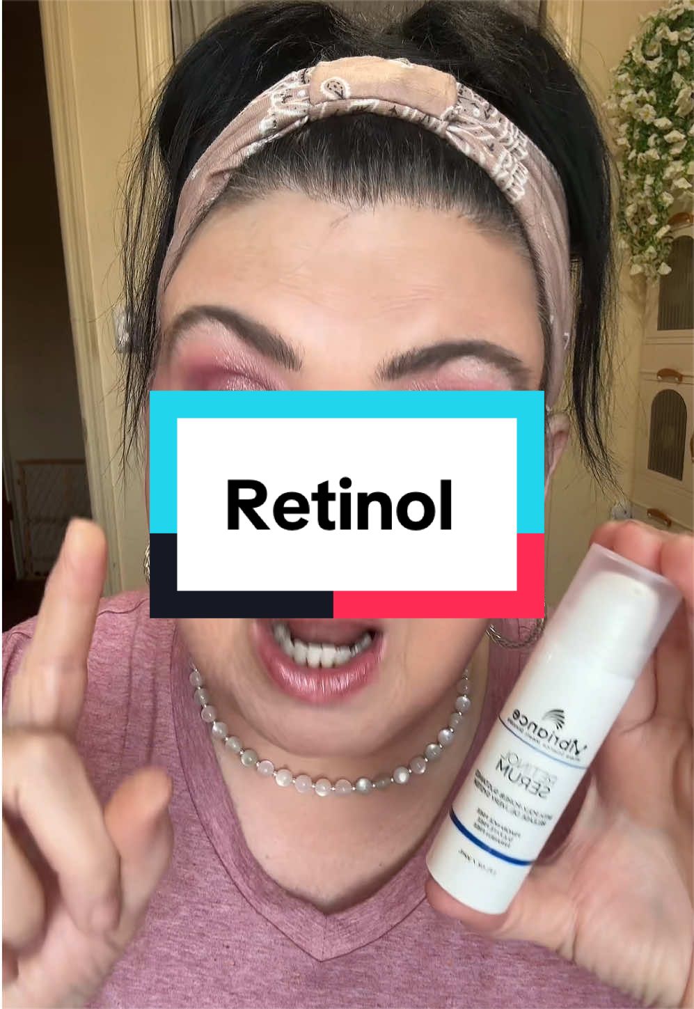 TikTok post by an influencer for Vibriance Skincare. Caption reads: Why did I never try just a plain retinol, I can....