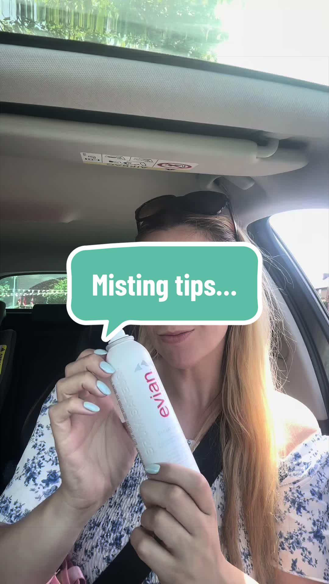 TikTok post by @tracy_hargreaves for Evian Facial Spray USA. Caption reads: Have you ever wondered why your mist isn’t leaving....