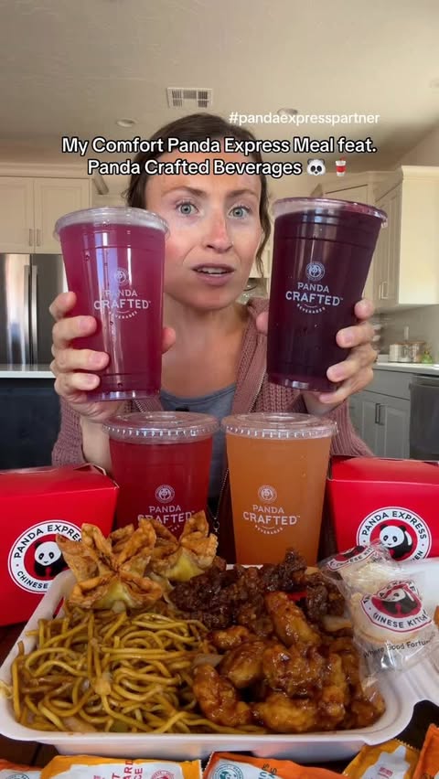 Instagram post by @morganchomps for Panda Express. Caption reads: [...] refreshing addition to my....