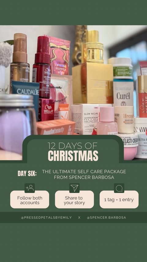 Instagram post by @pressedpetalsbyemily for essie. Caption reads: 🎄 GIVEAWAY DAY 6 CLOSED 🎄 

Our girly....