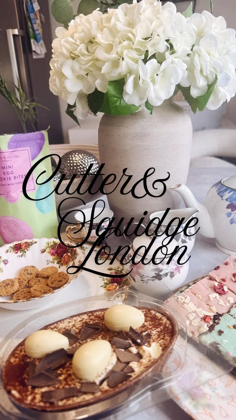 Instagram post by @that_derbyshire_mum for Cutter & Squidge. Caption reads: A @cutterandsquidge Easter🤍🥚🐣 From the ultimate....