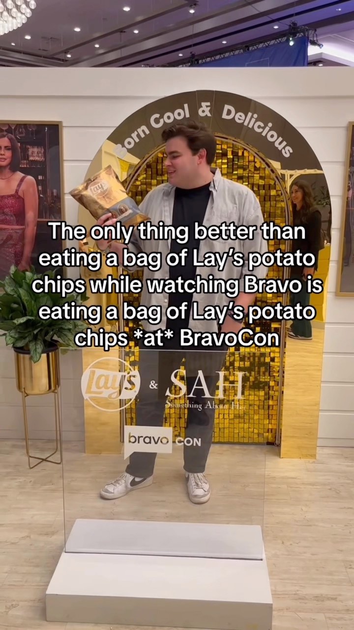 Instagram post by @bravobybetches for Lay's. Caption reads: #ad From living room to Las Vegas, @lays is there....