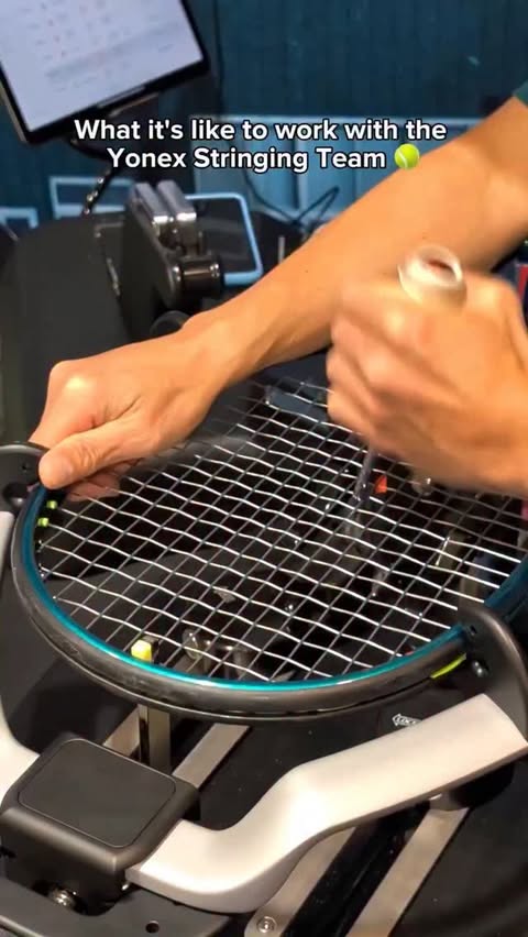 Instagram post by @yonex_tennis_ausnz for Australian Open. Caption reads: See what makes the Yonex Stringing Team tick at....