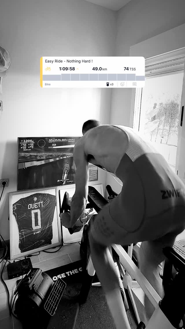 Instagram post by @freddyovett for Zwift. Caption reads: Couple cadence sprints can’t hurt though ? 😏.