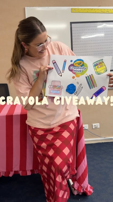 Instagram post by @teachingwithmiss__charlotte for Crayola. Caption reads: Love all things fun & colourful?! Crayola’s....