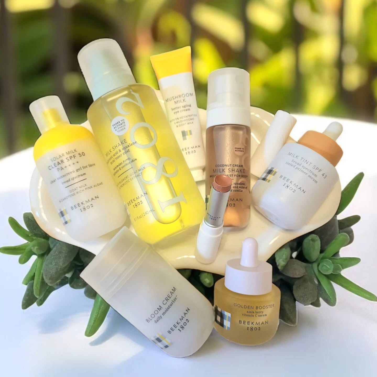 Instagram post by @beautybybev101 for Beekman 1802. Caption reads: Summer Essentials from Beekman1802 that I have....