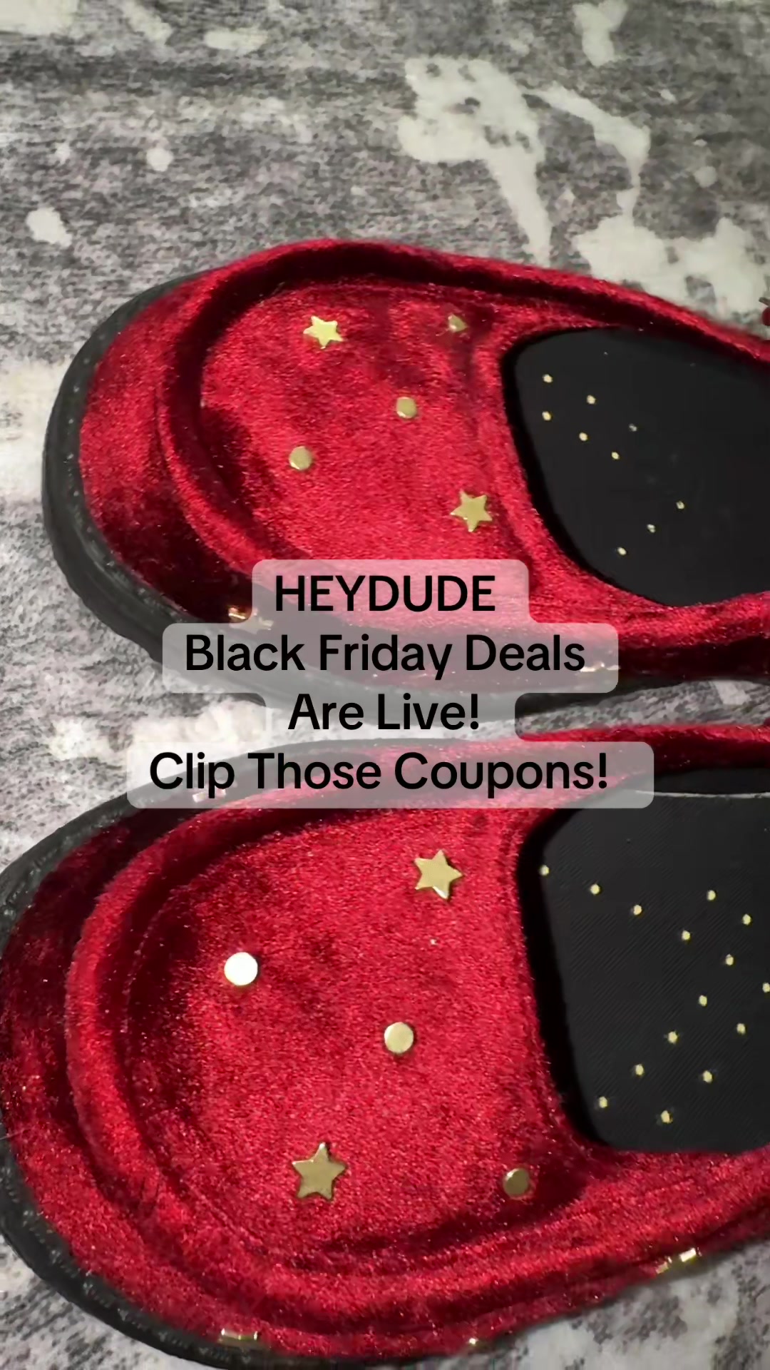 TikTok post by @brittmama1 for HEYDUDE. Caption reads: @HeyDude Black Friday prices are live! [...].