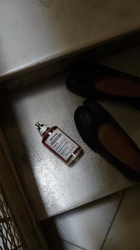 Instagram post by @yuuulieta for Maison Margiela Fragrances. Caption reads: [...] Burning wood and chestnut.....