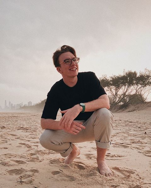 Instagram post by @zacharystaines for SKAGEN. Caption reads: [...] when I forget my swimmers 🤣 Rocking my....