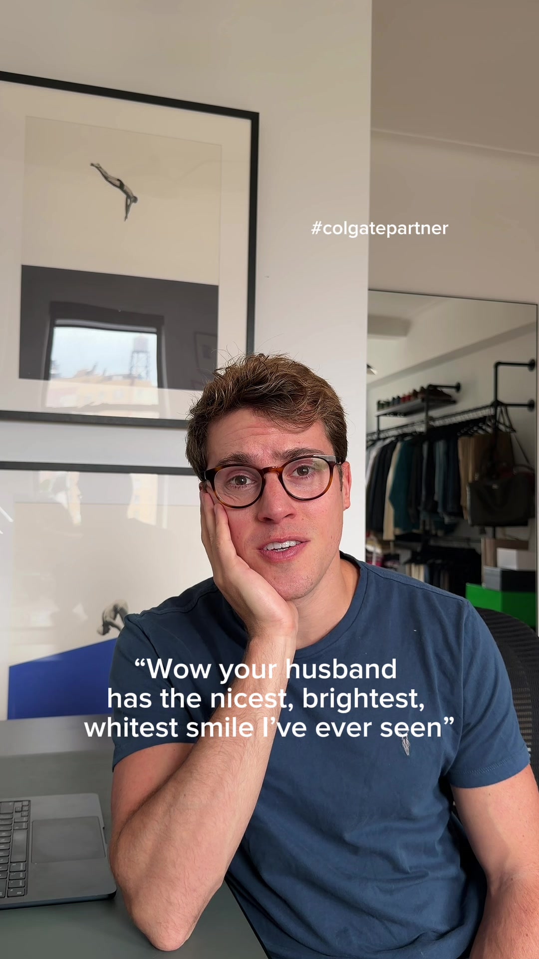 TikTok post by @jeffodonnell for Colgate-Palmolive. Caption reads: #ad He really is lucky 😄 #ColgatePartner @Colgate....
