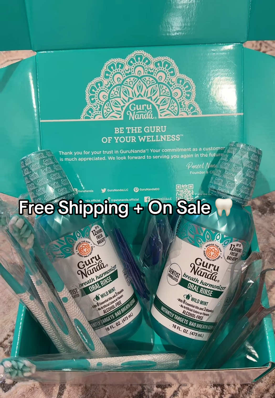 TikTok post by @meowica91 for Gurunanda. Caption reads: Free shipping + on on sale @GuruNanda LLC....