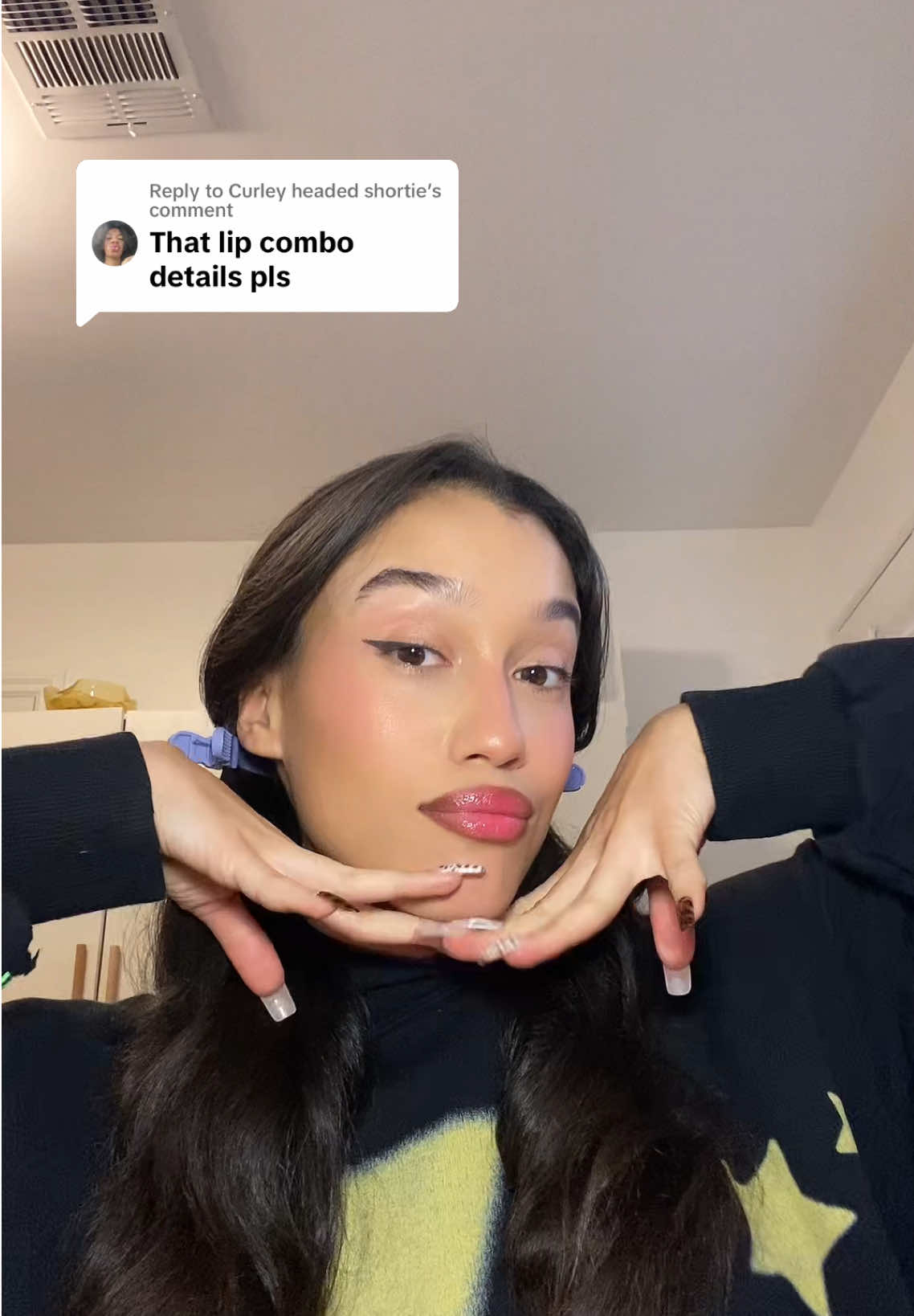 TikTok post by @babynezza for Fwee Makeup. Caption reads: Replying to @Curley headed shortie SORRY FOR THE....