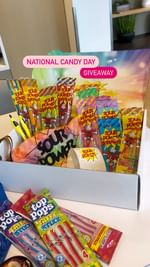 Instagram post by @sourpowertheoriginal for It'sugar. Caption reads: [...] winner! 🌈 To enter you must: 🍬Follow....