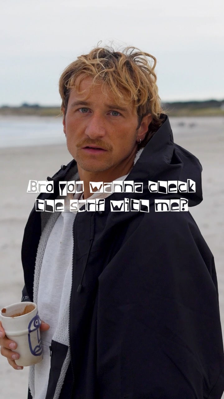 Instagram post by @bohemian.surf.bum for dryrobe. Caption reads: Checking a surf spot might always be....