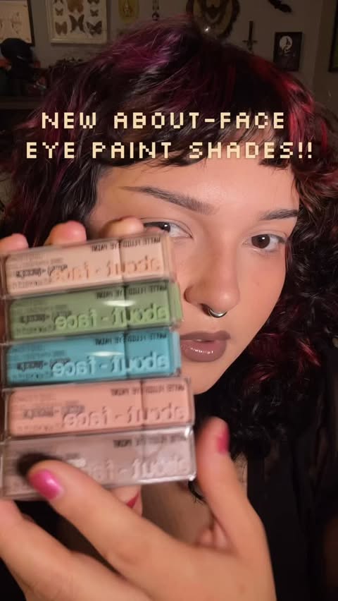 Instagram post by @celestehexe for about-face beauty. Caption reads: OMG THESE NEW SHADES?! @aboutfacebeauty @iamhalsey....