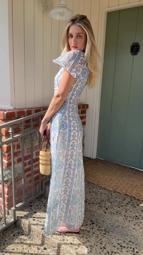 Instagram post by @cortezhelene for Hill House Home. Caption reads: date night at the cottage in my favorite dress....