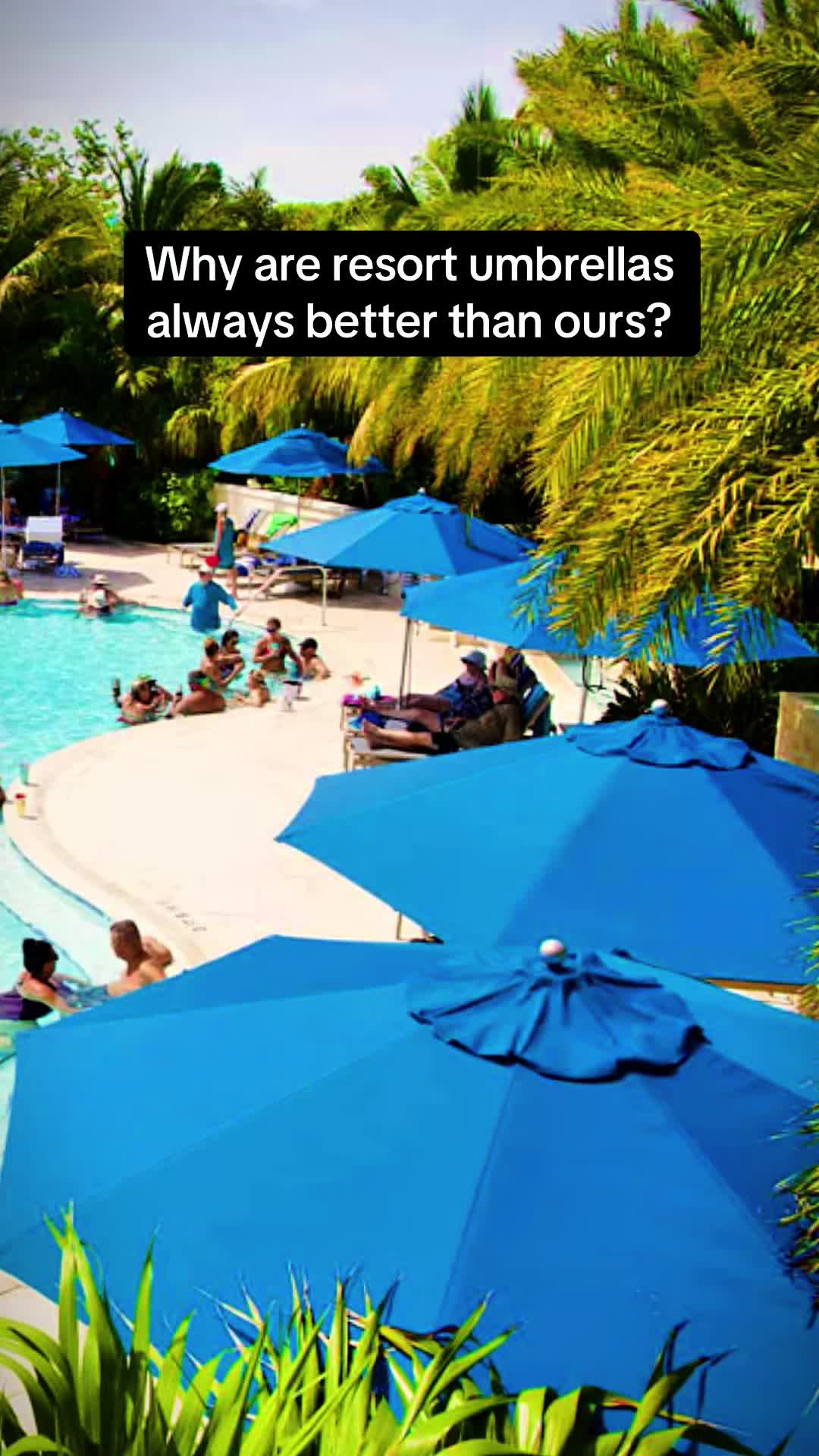 TikTok post by @measuredmacros for Phi Villa. Caption reads: [...] #summervibes☀️ #patioumbrella @PhiVillaUS....