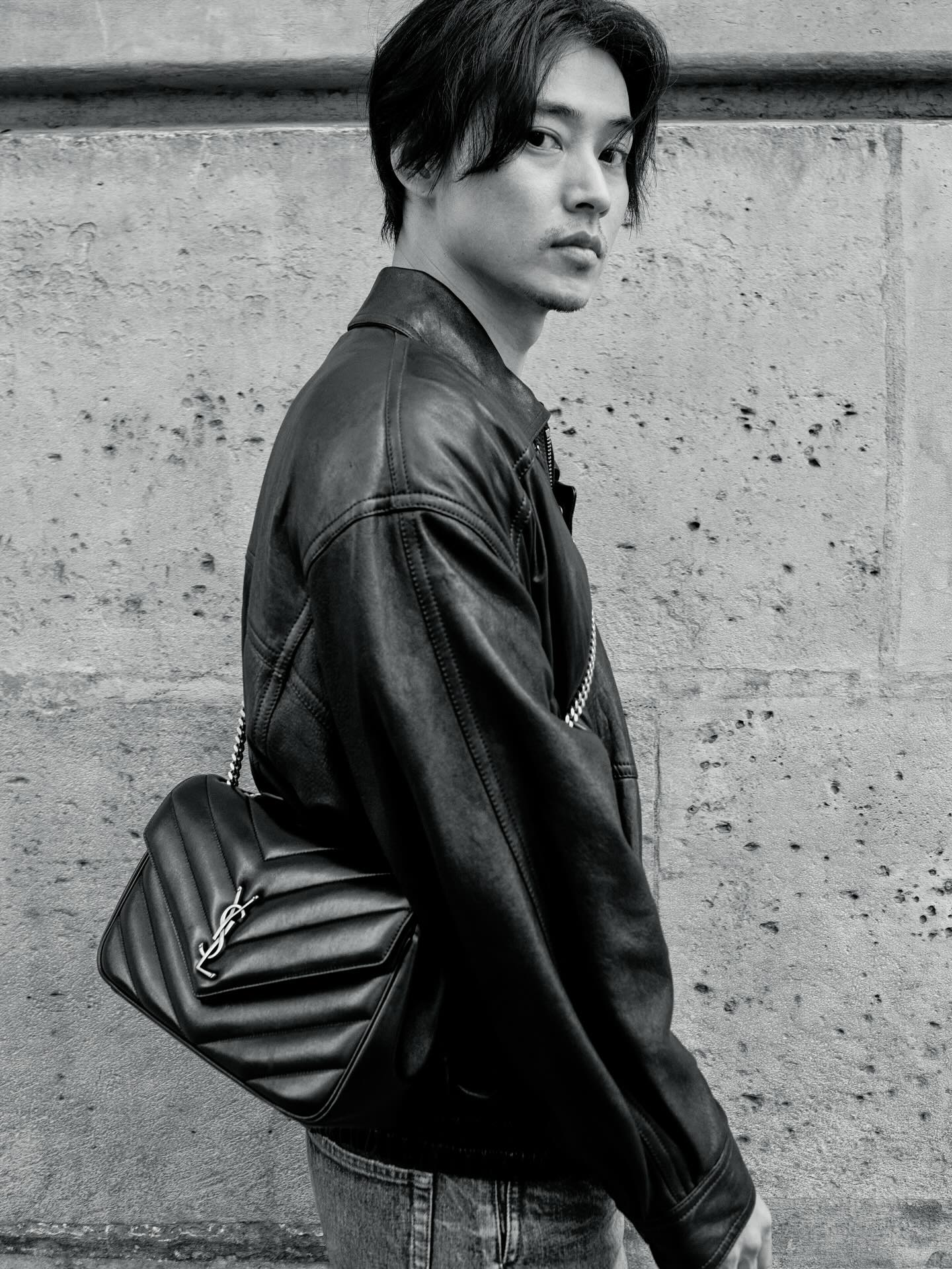 Instagram post by @kentooyamazaki for Saint Laurent. Caption reads: Saint Laurent bag
#PR
@ysl
#サンローラン
#LOULOU.