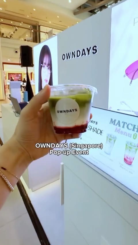 Instagram post by @hey.itsmechie for Owndays. Caption reads: 🇸🇬 Singapore | OWNDAYS Pop-up Event at Plaza....