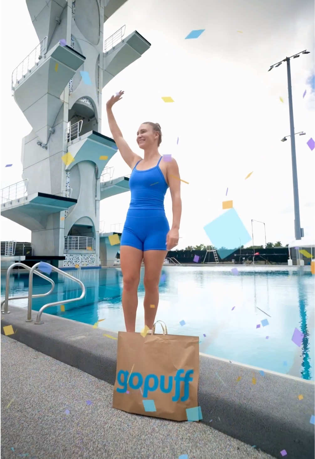 TikTok post by @ellietsmart for Gopuff. Caption reads: Some divers meditate before competing. I snack. On....