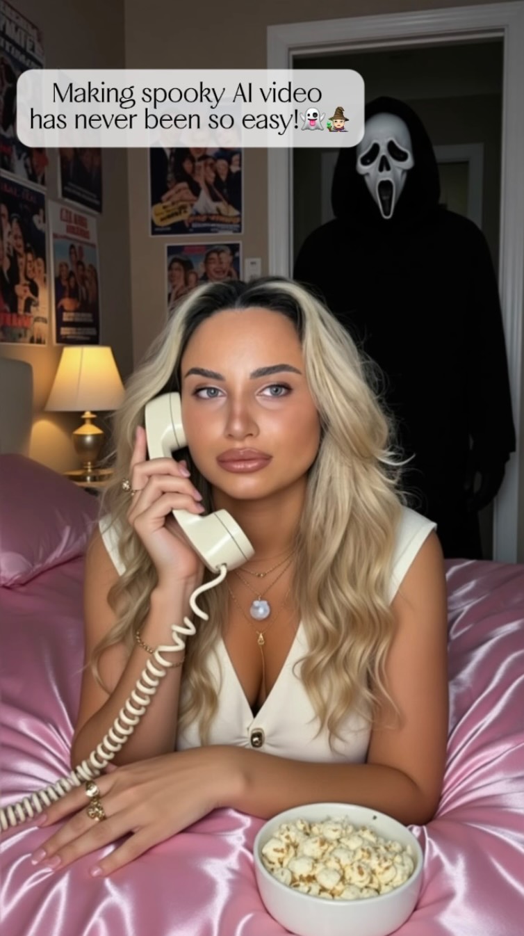 Instagram post by @rittakortava for VivaVideo. Caption reads: Maing spooky AI video is now easy with....