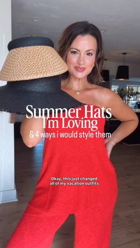 Instagram post by @brunetteduoblog for Eric Javits. Caption reads: [...] elevate your vacation outfits ✨ These....