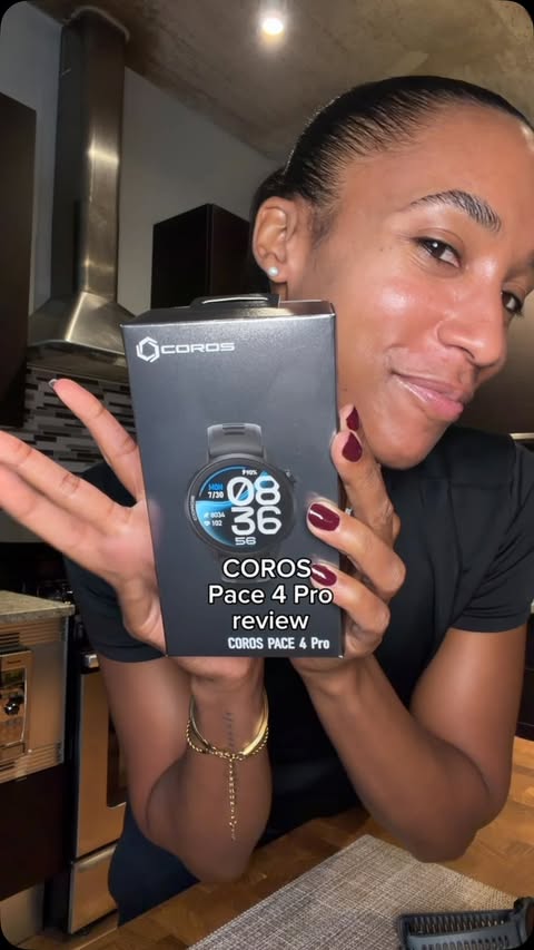 Instagram post by @lyonessruns for COROS. Caption reads: The new COROS PACE 4 Pro is here, and I’m loving....
