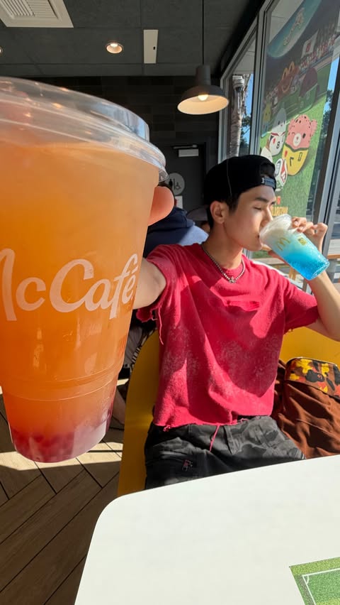 Instagram post by @_hanjustin for McDonald's. Caption reads: I’m lovin’ these new drinks @mcdonalds #ad....