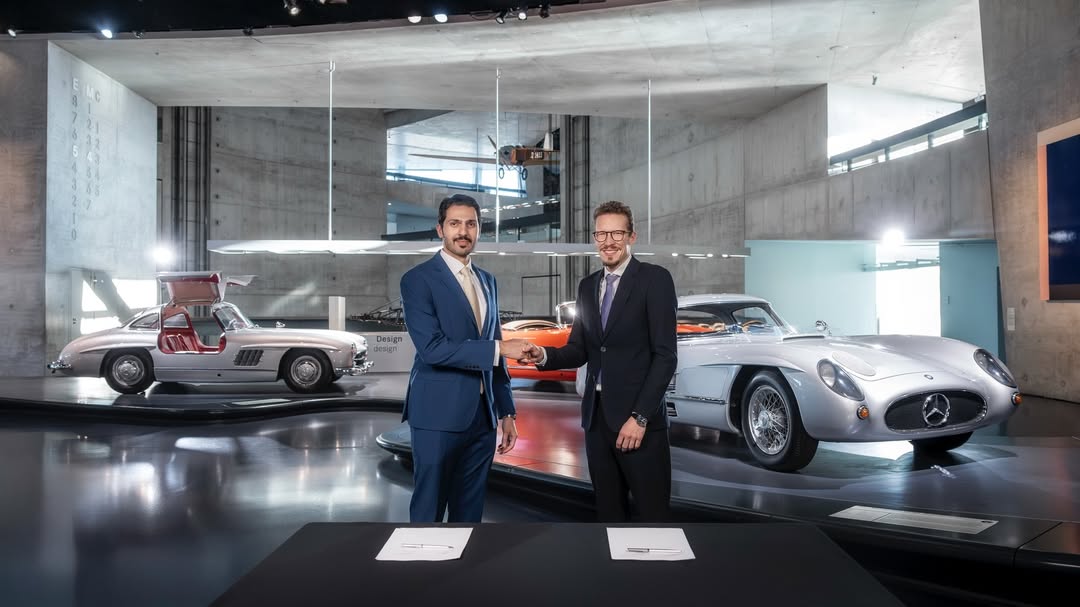 Instagram post by @m_binghatti for Mercedes-Benz. Caption reads: From the Mercedes-Benz museum in Germany’s city of....